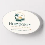 Owalny kaseton reklamowy z obudową z dibondu srebrny szczotkowany