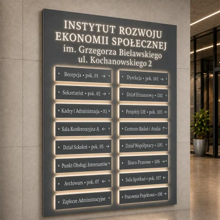 Tablica informacyjna LED z wymiennymi panelami w kolorze antracyt
