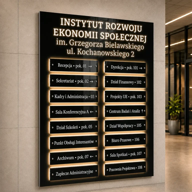 Czarna tablica informacyjna LED z wymiennymi panelami z Dibondu