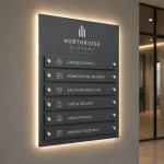 Antracytowa tablica informacyjna LED z wymiennymi panelami i podświetleniem halo