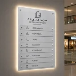 Tablica informacyjna LED ze szczotkowanego srebrnego Dibondu z podświetleniem halo