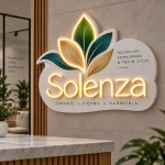 Logo firmy na ścianę z nadrukiem UV i neonem LED