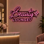Różowy neon personalizowany Beauty Lounge z własnym logo
