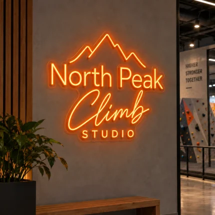 Neon personalizowany North Peak Climb Studio z motywem gór