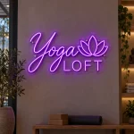 Neon personalizowany Yoga Loft z motywem lotosu